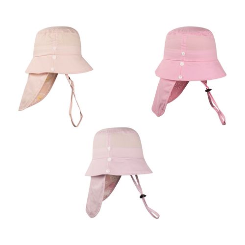 Chapéu c/proteção de pescoço e tecido UV tam 48 06-24 meses feminino Pimpolho