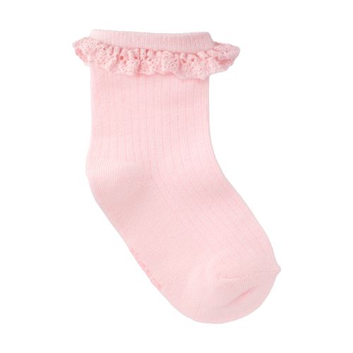 Meia canelada com babado 21-25 feminina Pimpolho