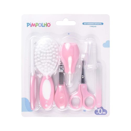 Kit cuidados para o bebê com massageador e aspirador nasal 7 peças fem Pimpolho