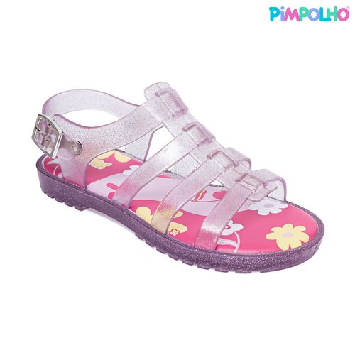 Sandália gladiadora infantil lilas glitter