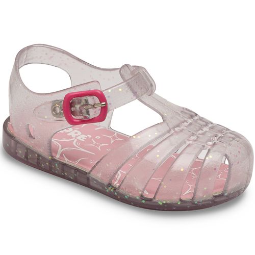 Sandália infantil charme transparente
