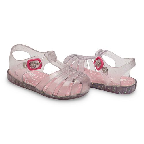 Sandália infantil charme transparente