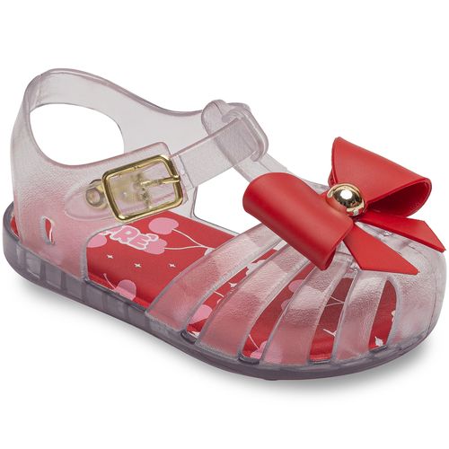 Sandália infantil charme transparente