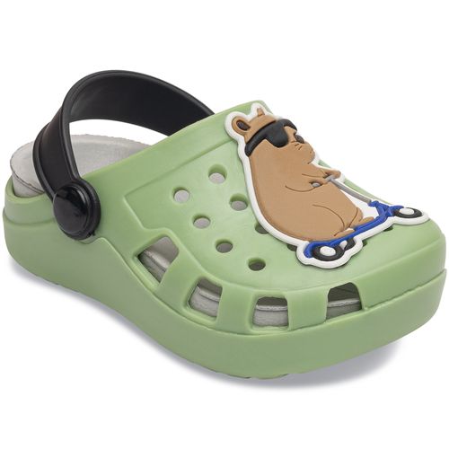 Sandália infantil Pimpolho babuche verde/preto