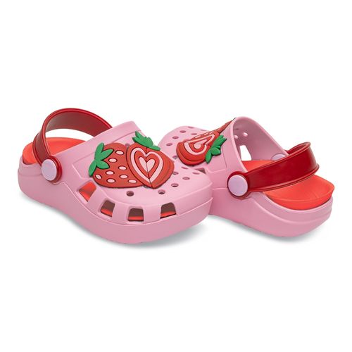 Sandália infantil Pimpolho babuche rosa/vermelho