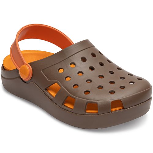 Sandália infantil Pimpolho babuche marrom/laranja