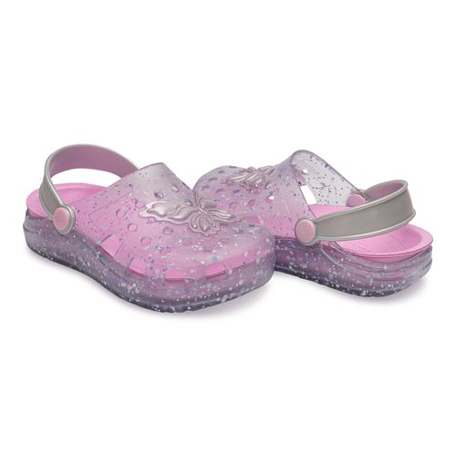 Sandália infantil Pimpolho babuche glitter lilás/branca