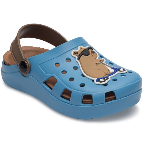 Sandália infantil Pimpolho babuche azul/marrom