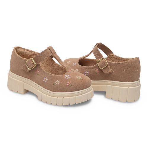 Sapatilha flora infantil Pimpolho marrom