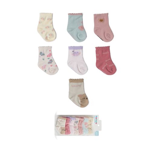 Kit meia semaninha com 7 pares 00-15 fem Pimpolho