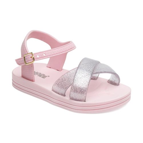 Sandália infantil glam rosa