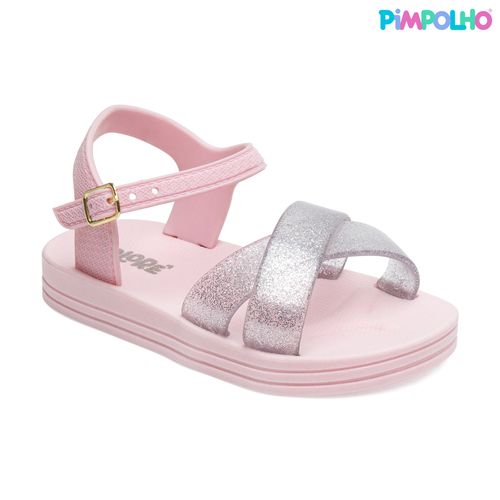 Sandália infantil glam rosa