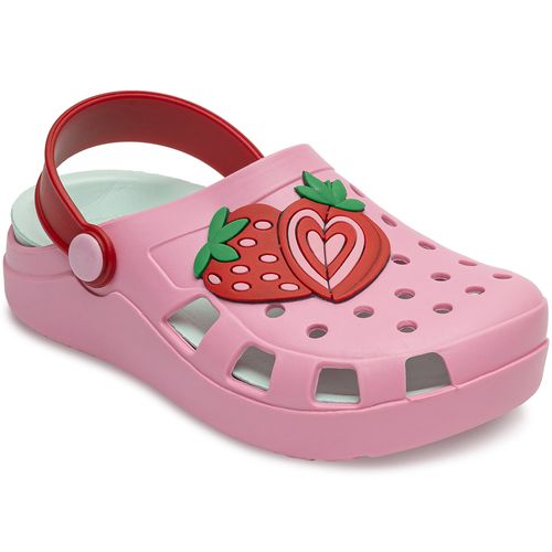 Sandália infantil Pimpolho babuche rosa/vermelho