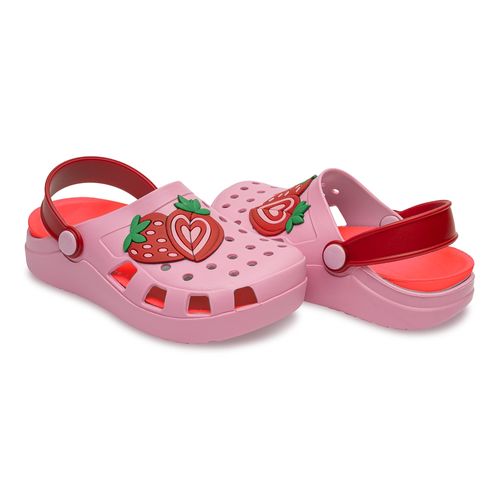 Sandália infantil Pimpolho babuche rosa/vermelho