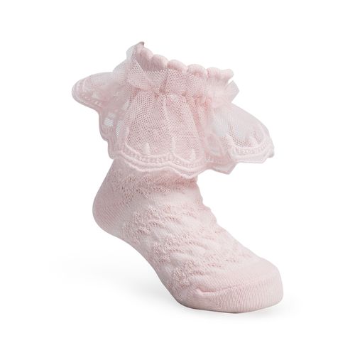 Meia festa rendada rosa 16-20 Pimpolho