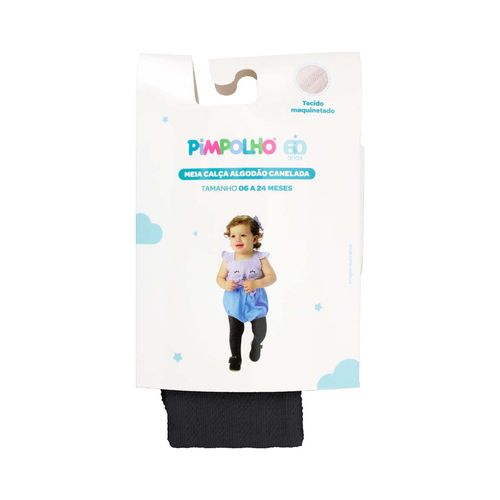 Meia calça algodão canelada 06 A 24 Meses feminino Pimpolho