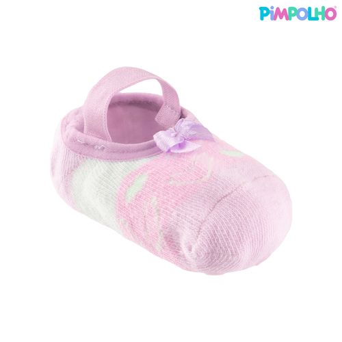 Meia sapatilha colorida antiderrapante 16-20 feminino Pimpolho