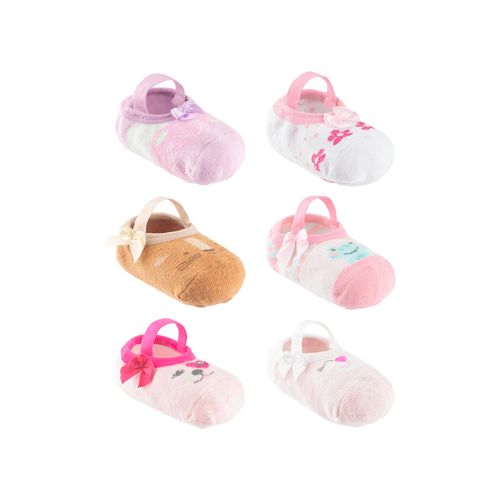 Meia sapatilha colorida antiderrapante 16-20 feminino Pimpolho