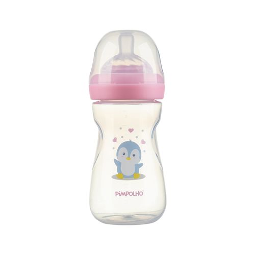 Mamadeira Serena Pinguim rosa 260ML Pimpolho