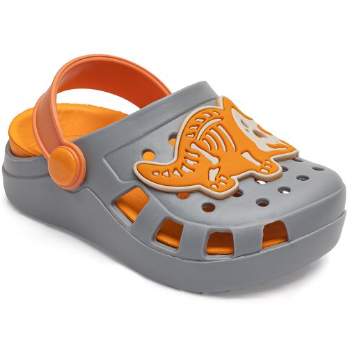 Sandália infantil Pimpolho babuche cinza/laranja