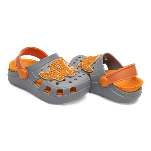 Sandália infantil Pimpolho babuche cinza/laranja