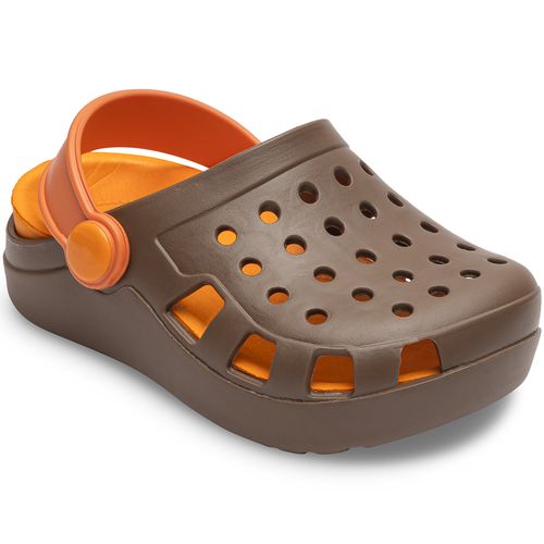 Sandália infantil Pimpolho babuche marrom/laranja