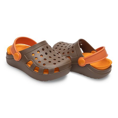 Sandália infantil Pimpolho babuche marrom/laranja