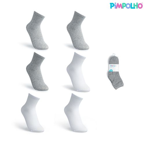 Kit meia lisa 6 prs/tag cano alto 35-38 unissex Pimpolho