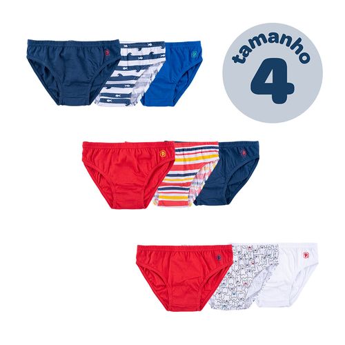 Cueca infantil kit com 3 peças 04 anos masculino Pimpolho