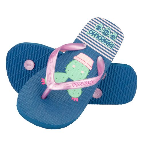 Sandália praiana slim Rosa e Azul/Cacto feminino Pimpolho