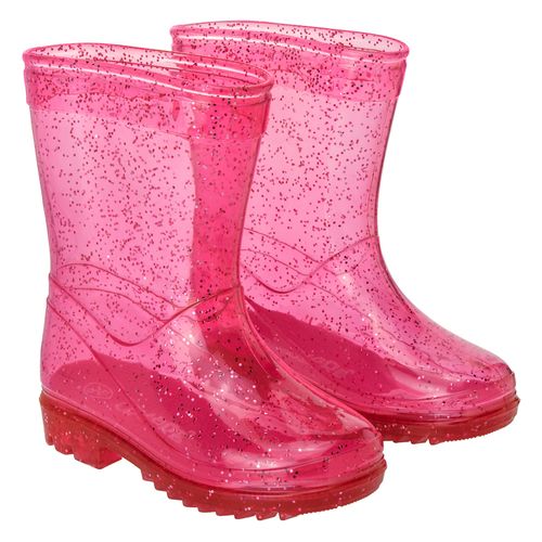 Galocha infantil transparente glitter rosa feminina Pimpolho