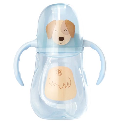 Copo de treinamento bichinho com alça e tampa 280ML masculino Pimpolho