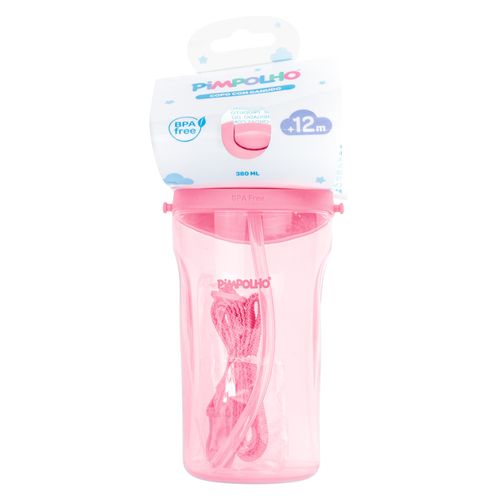 Copo inclinado C/canudo e cordinha 380 ML feminino Pimpolho