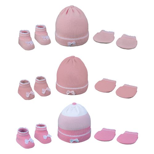 Kit gorro luva e sapato RN feminino Pimpolho