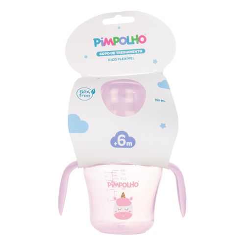 Copo de treinamento com alça e bico flexível 150ML unicórnio feminino Pimpolho