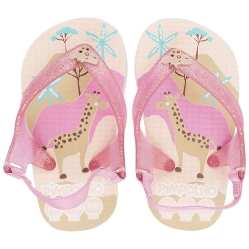 Sandália praiana baby rosa/girafa feminino Pimpolho