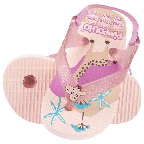 Sandália praiana baby rosa/girafa feminino Pimpolho