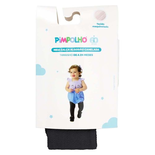 Meia calça algodão canelada 06 A 24 Meses feminino Pimpolho