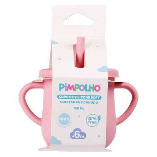 Copo de silicone com canudo soft 150ML feminino Pimpolho