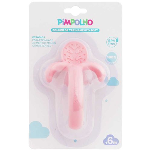 Colher de treinamento de silicone soft rosa feminino Pimpolho