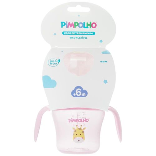 Copo de treinamento com alça e bico flexível 150ML girafa feminino Pimpolho