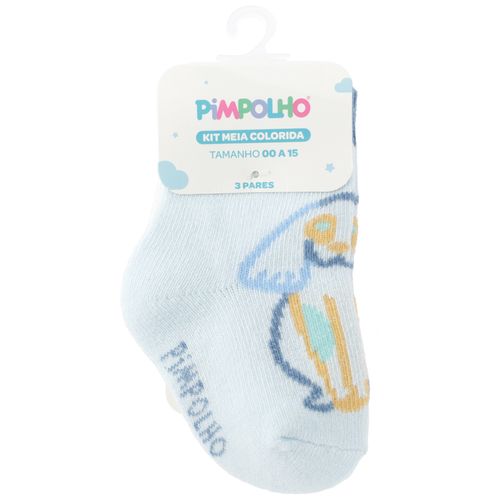 Kit meia colorida C/3 pares tag 00-15 masculino Pimpolho