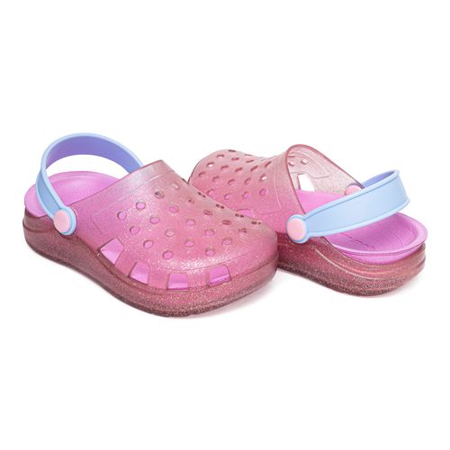 Sandália infantil  babuche colorerosa glitter