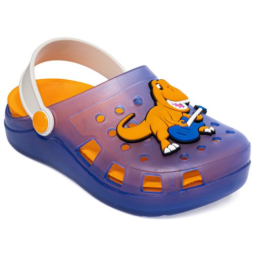 Sandália infantil  babuche colore azul/laranja