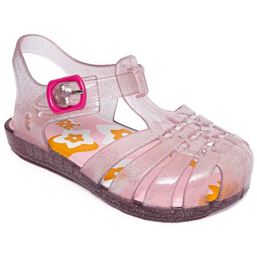 Sandália infantil charme  rosa glitter