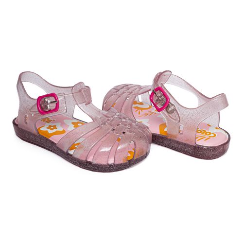 Sandália infantil charme  rosa glitter