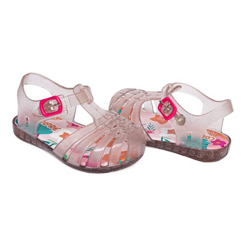 Sandália infantil charme rosa glitter