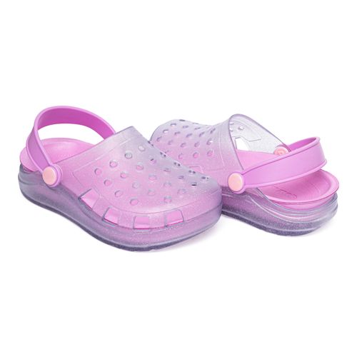 Sandália infantil  babuche colore transparente glitter