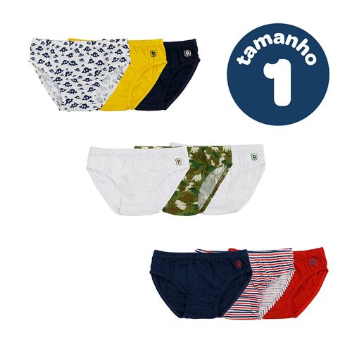 Cueca infantil kit com 3 peças 01 ano masculino Pimpolho