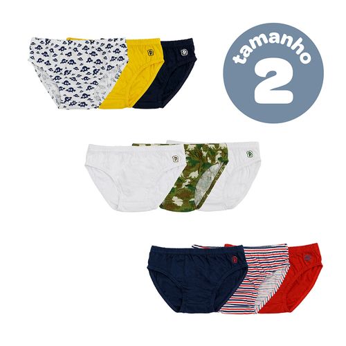 Cueca infantil kit com 3 peças 02 anos masculino Pimpolho